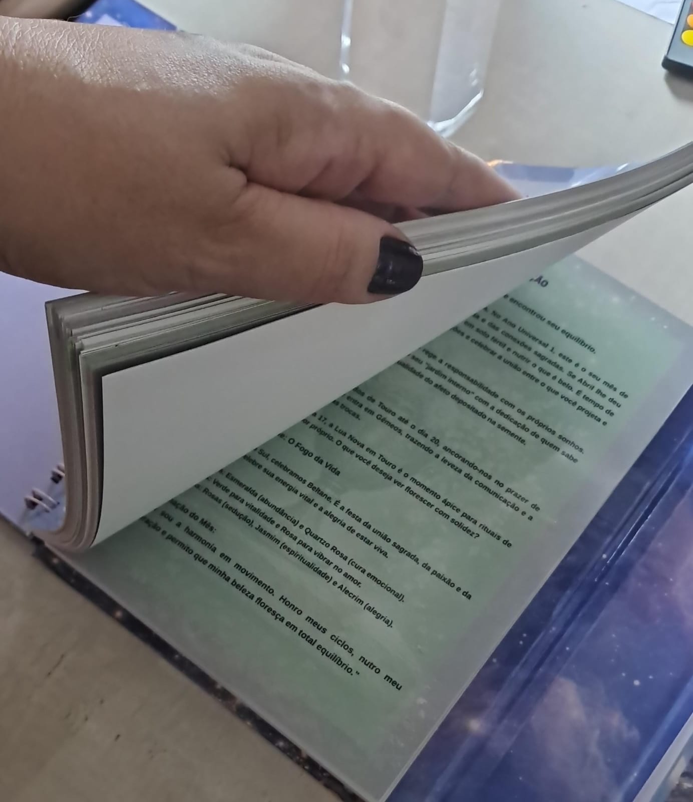 Planner Inícios sendo folheado